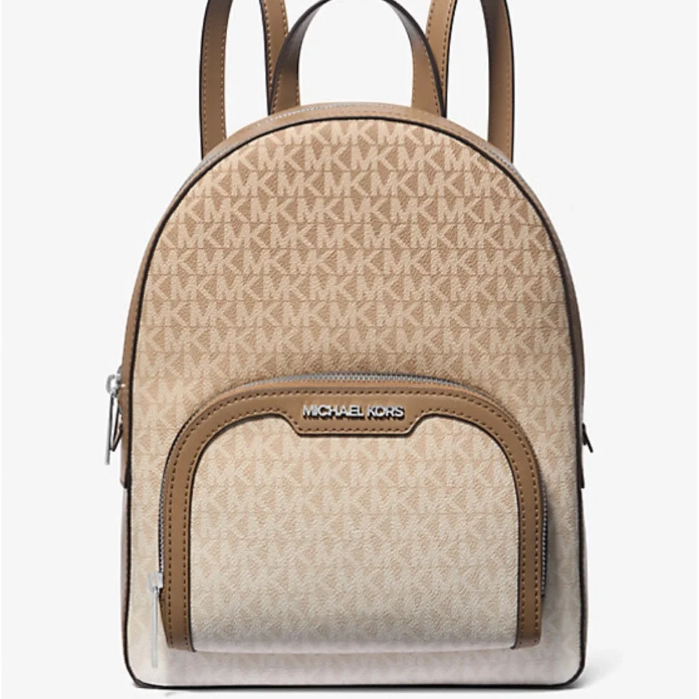 MICHAEL KORS Jaycee Medium Ombré Signature Logo Backpack Husk NWT